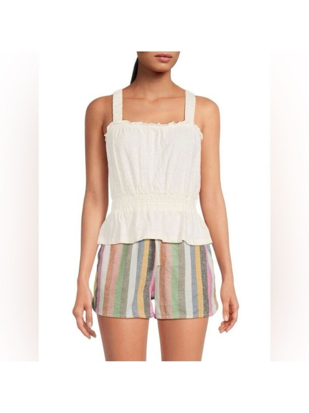 Marine Layer Dylan Smocked Sleeveless Top - size medium - antique white